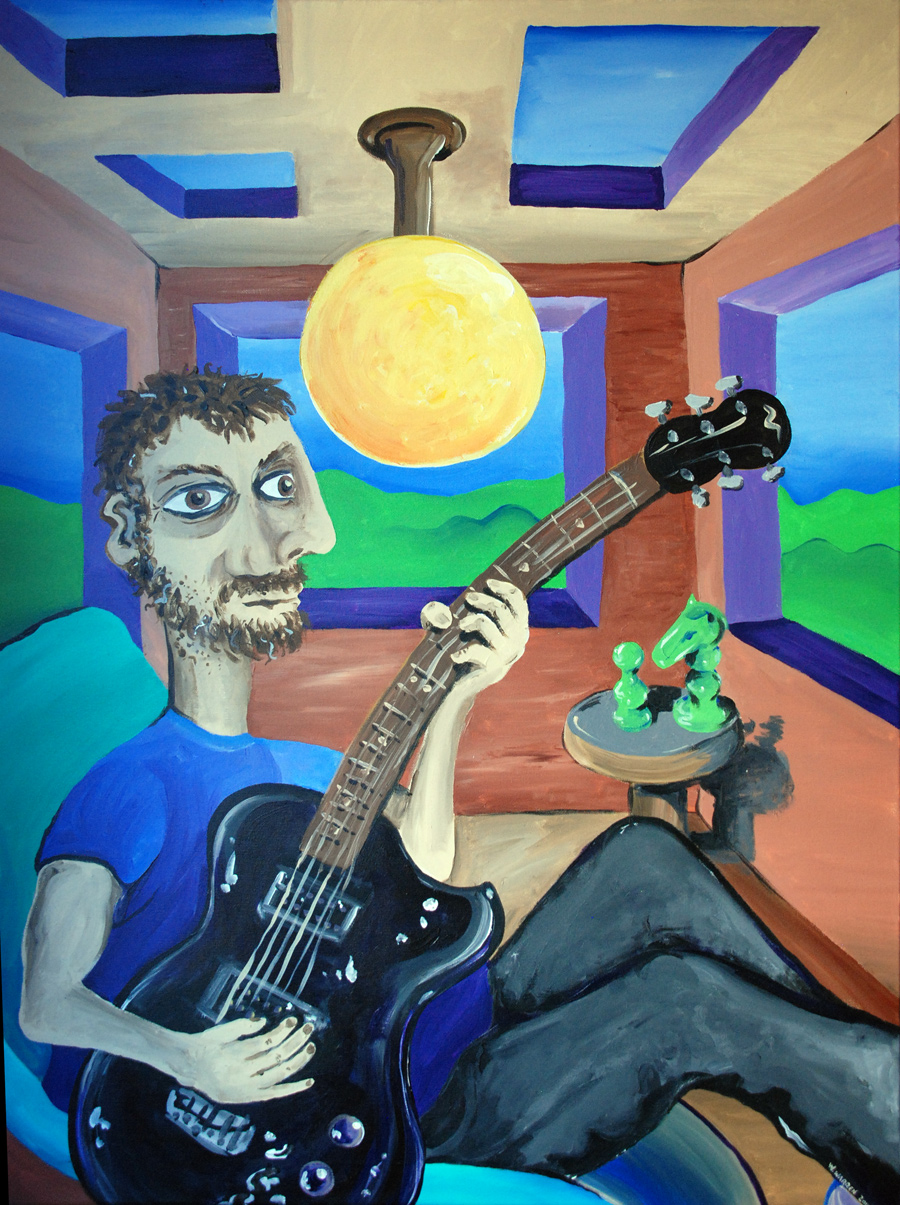 "Self Portrait with Guitar" 2010 Acrylic on Canvas 24" x 36" - $1500